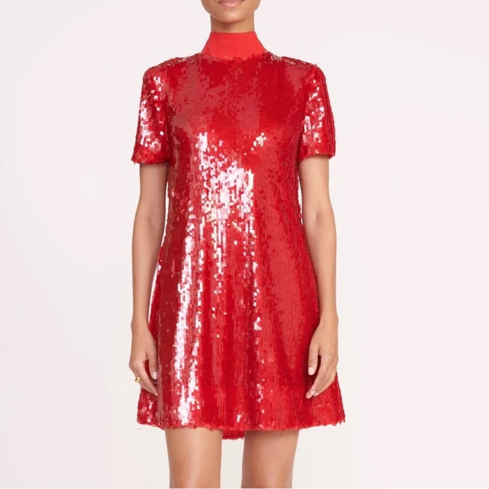 STAUD MINI ILANA DRESS | POINSETTIA SEQUINS - Picture 2 of 7